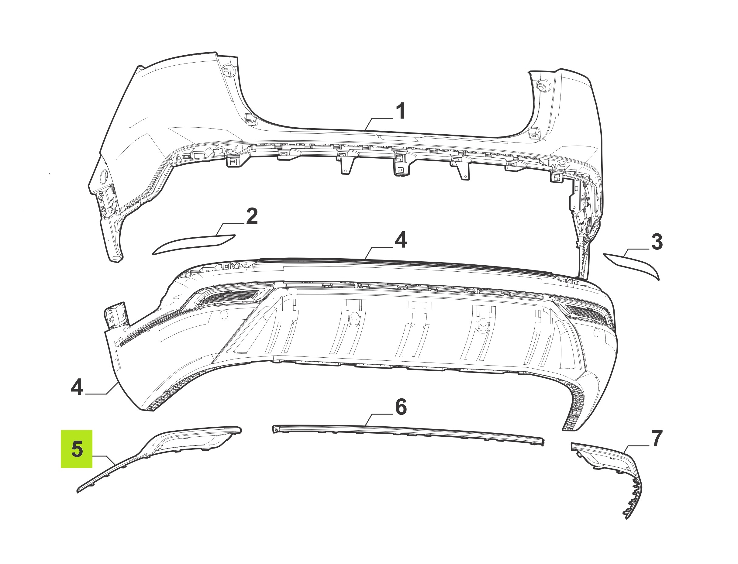 MOLDURA CROMADA PARAGOLPE TRAS. INF. (IZQ.) -ORIGINAL-