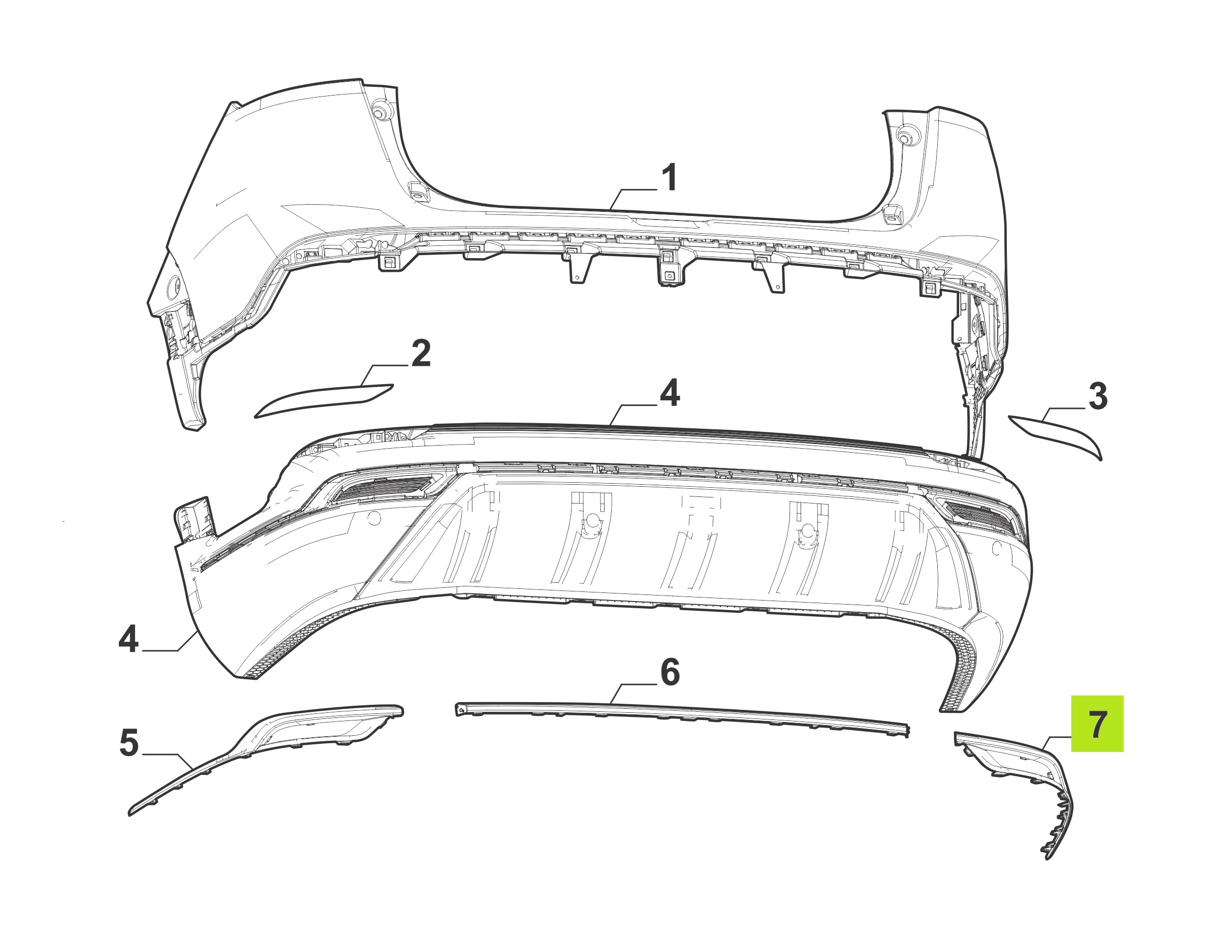 MOLDURA CROMADA PARAGOLPE TRAS. INF. (DER.) -ORIGINAL-