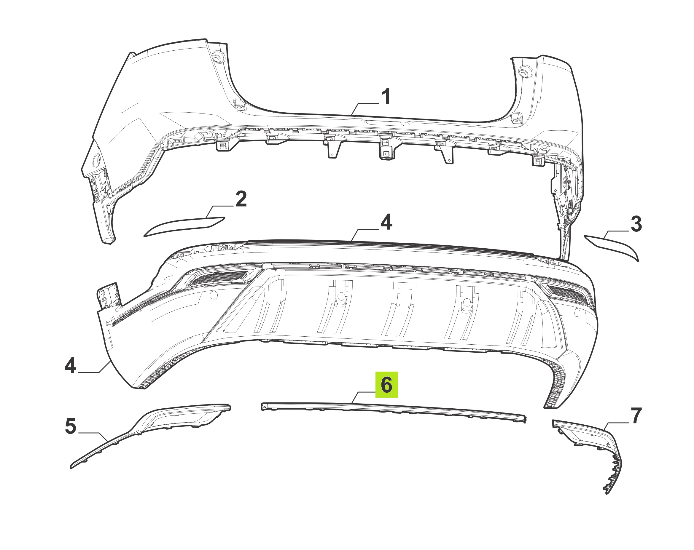MOLDURA CROMADA PARAGOLPE TRAS. INF. (CENTRAL) -ORIGINAL-