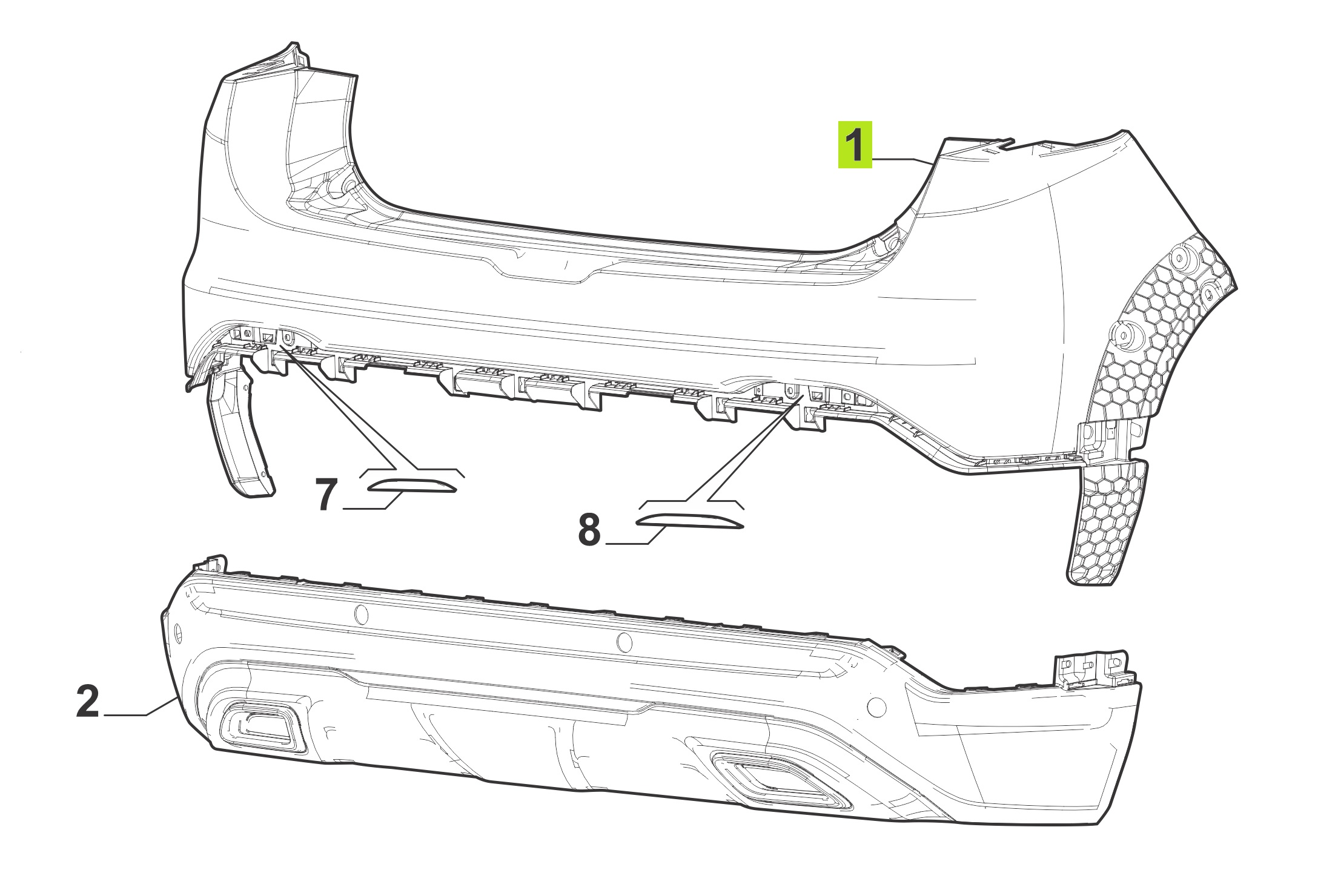 PARAGOLPE TRAS. SUP. PRIMER -ORIGINAL-