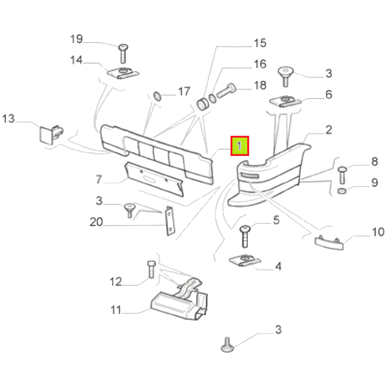 PARAGOLPE TRAS. CENTRAL PRIMER -ORIGINAL-