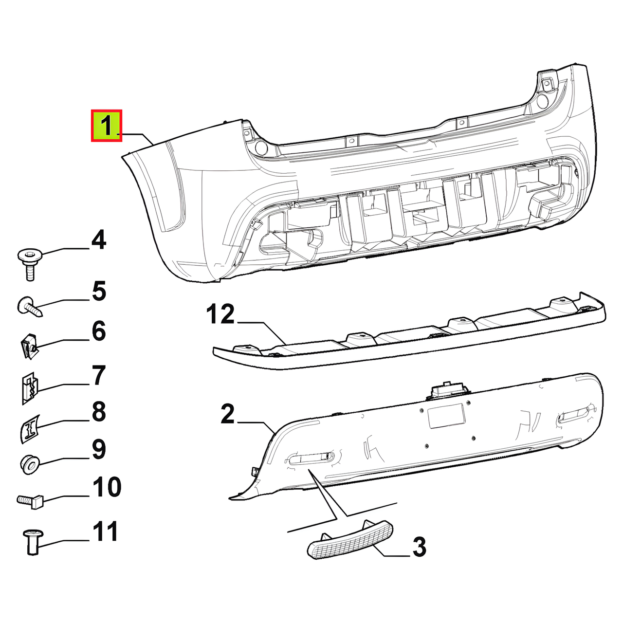 PARAGOLPE TRAS. PRIMER S/AGUJ. SENSOR -ORIGINAL-