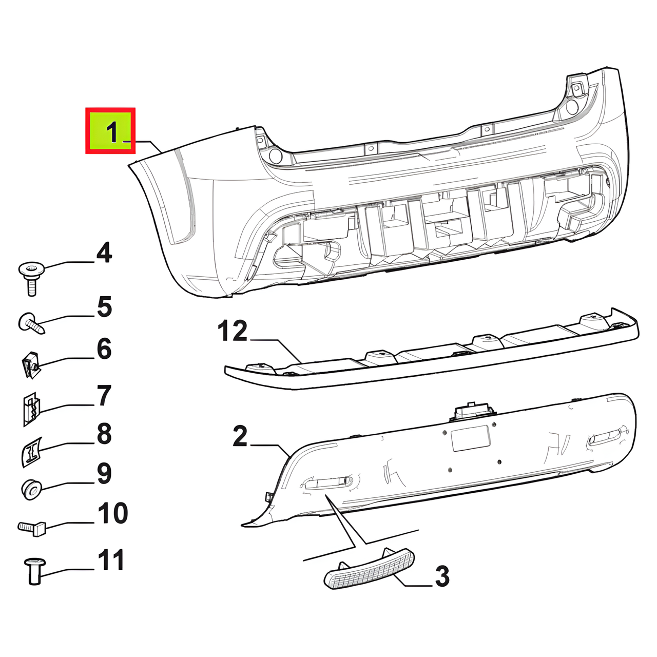 PARAGOLPE TRAS. PRIMER C/AGUJ. SENSOR -ORIGINAL-