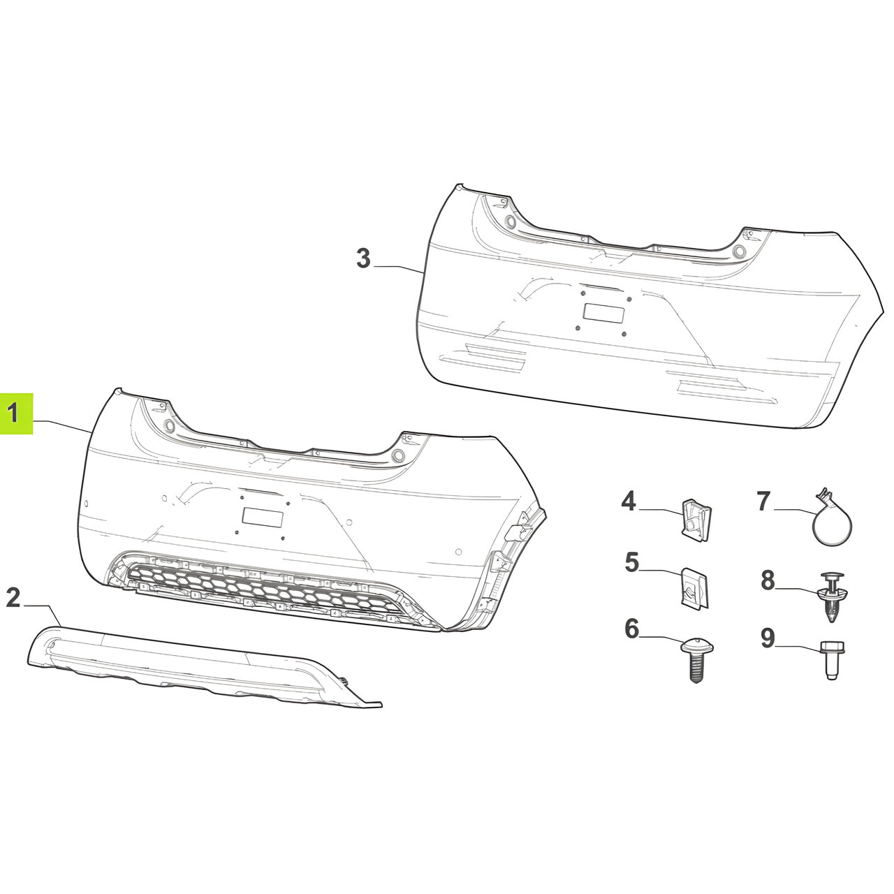 PARAGOLPE TRAS. PRIMER S/AGUJ. SENSOR -ORIGINAL-