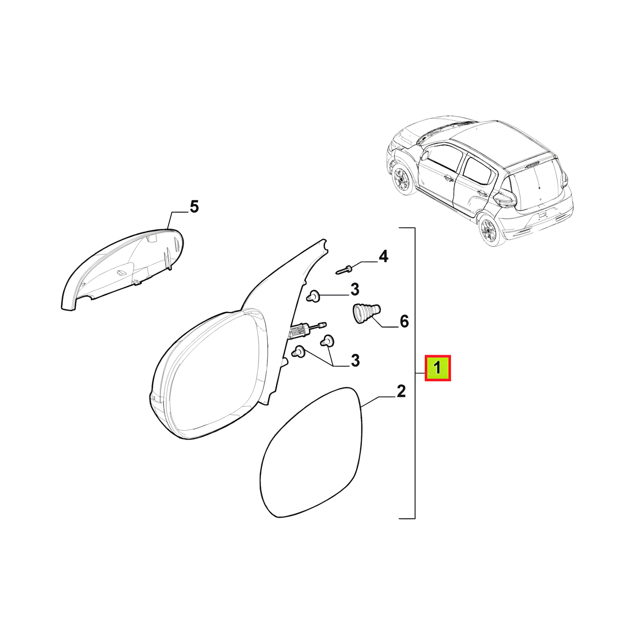 ESPEJO EXT. IZQ. MANUAL C/CONTROL -ORIGINAL-