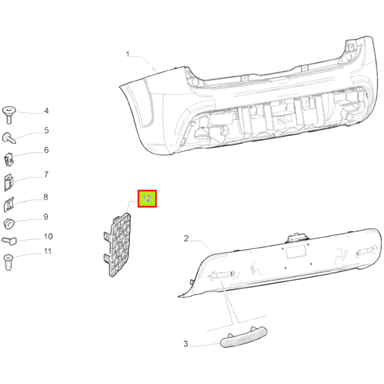 REJILLA IZQ. PARAGOLPE TRASERO -ORIGINAL-