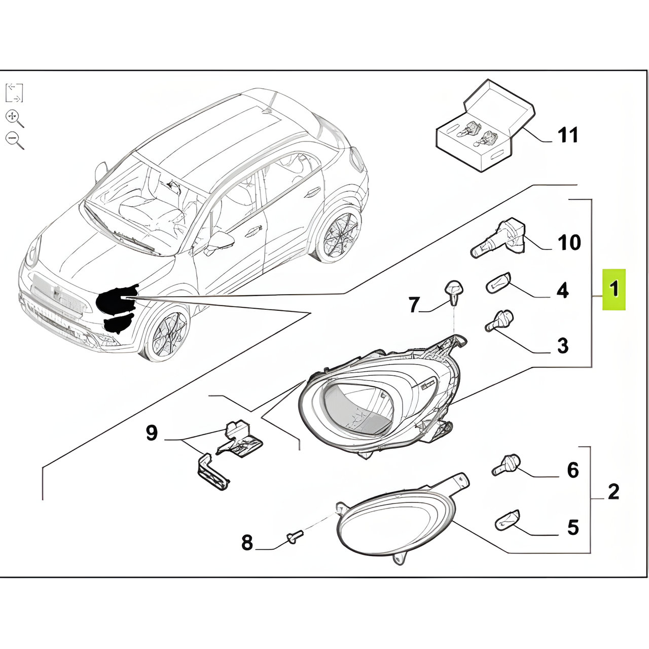 SEMIOPTICA SUPERIOR IZQ. LED C/LUPA (1&ordf; FASE) -ORIGINAL-
