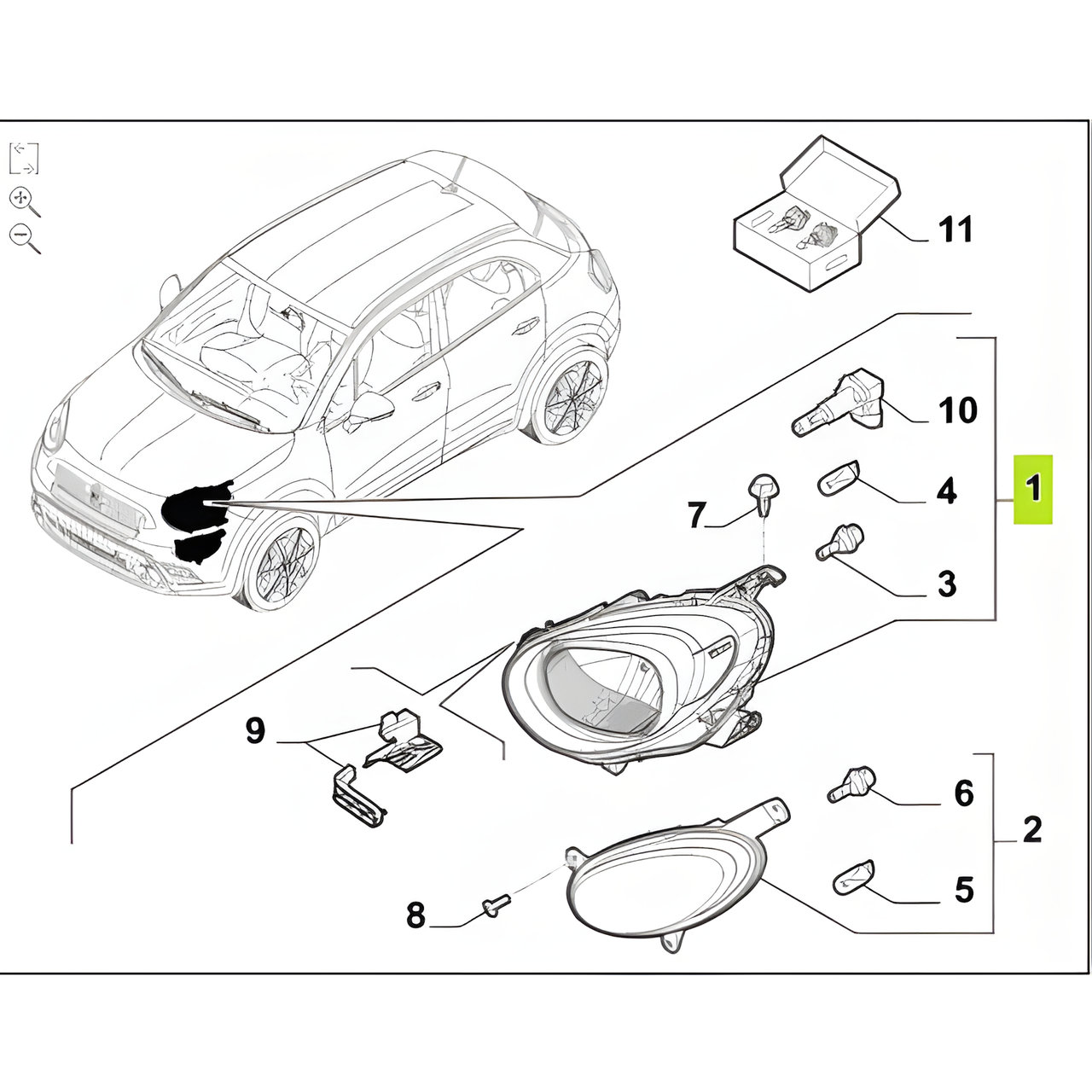 SEMIOPTICA SUPERIOR DER. LED C/LUPA (1&ordf; FASE) -ORIGINAL-