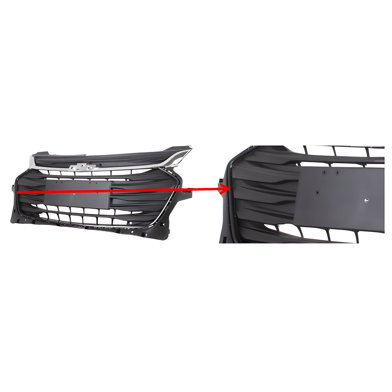 REJILLA CENTRAL PARAGOLPE DELT. C/MOLD. SUP. CROMADA C/MOLD. INF. NEGRA