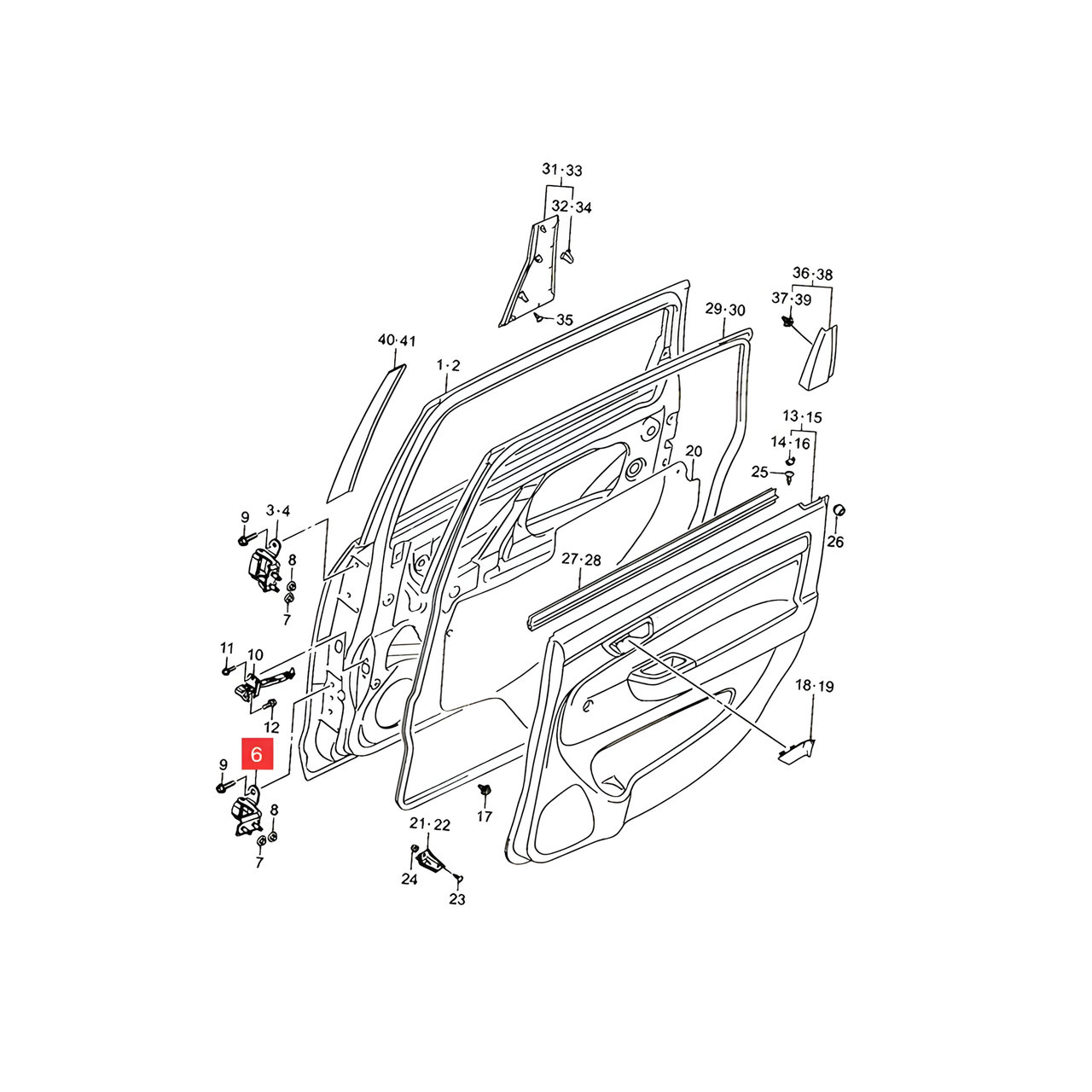 BISAGRA INF. IZQ. PUERTA TRAS. -ORIGINAL-