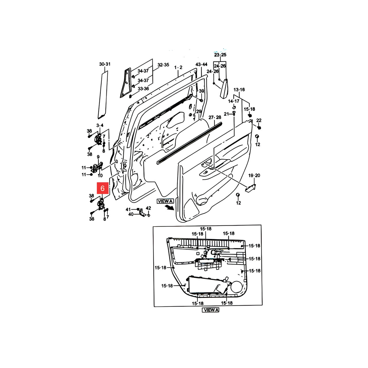 BISAGRA INF. IZQ. PUERTA TRAS. -ORIGINAL-