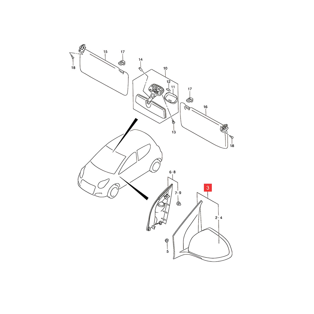 ESPEJO EXT. IZQ. MANUAL C/CONTROL P/PINTAR -ORIGINAL-