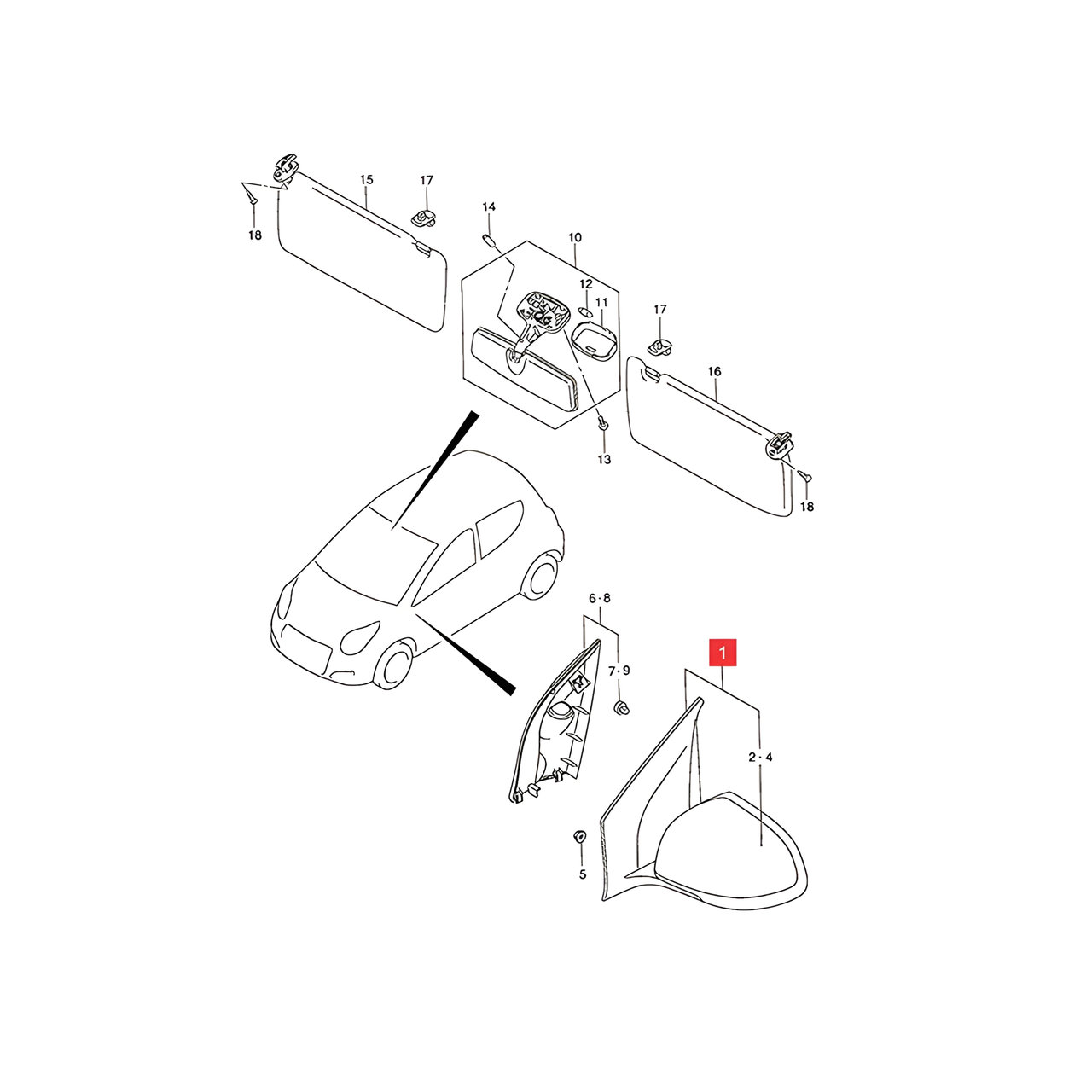 ESPEJO EXT. DER. MANUAL C/CONTROL P/PINTAR -ORIGINAL-