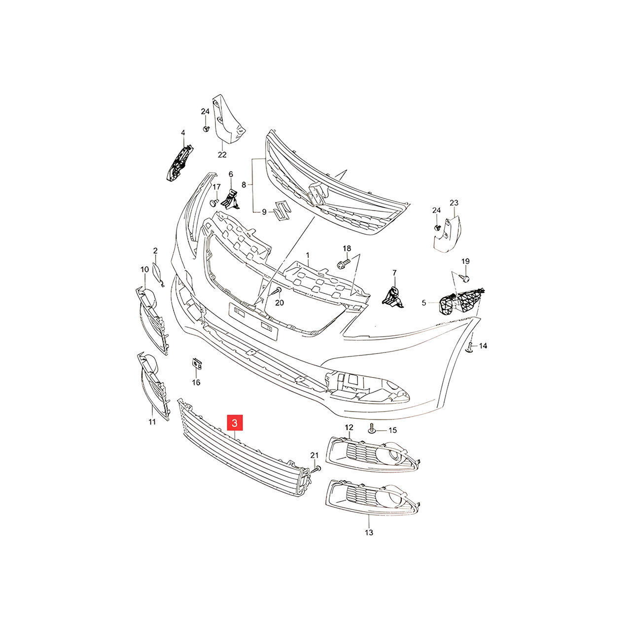 REJILLA CENTRAL PARAGOLPE DELT. -ORIGINAL-