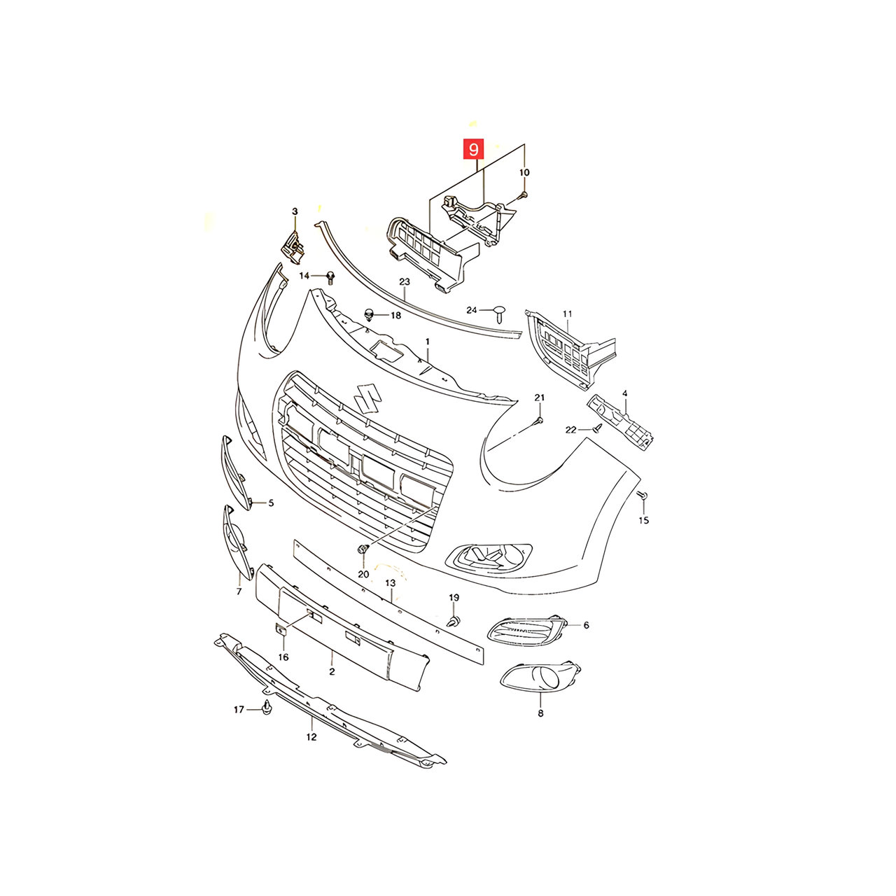 REJILLA INTERIOR SUP. PARAGOLPE DELT. -ORIGINAL-