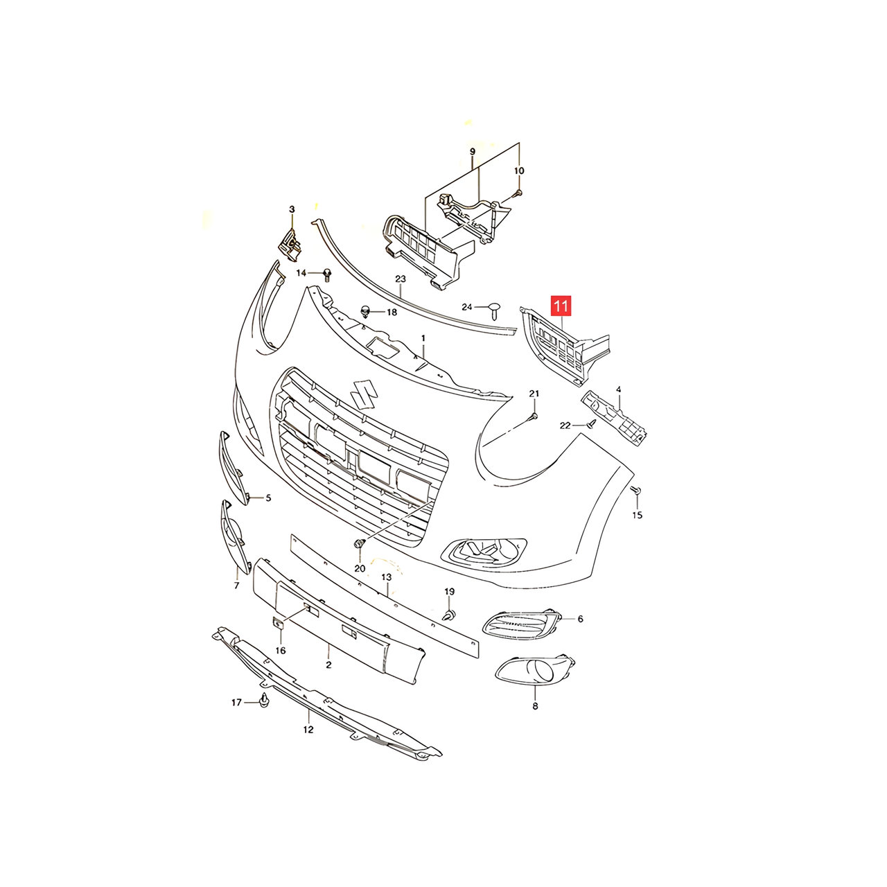 REJILLA INTERIOR INF. PARAGOLPE DELT. -ORIGINAL-