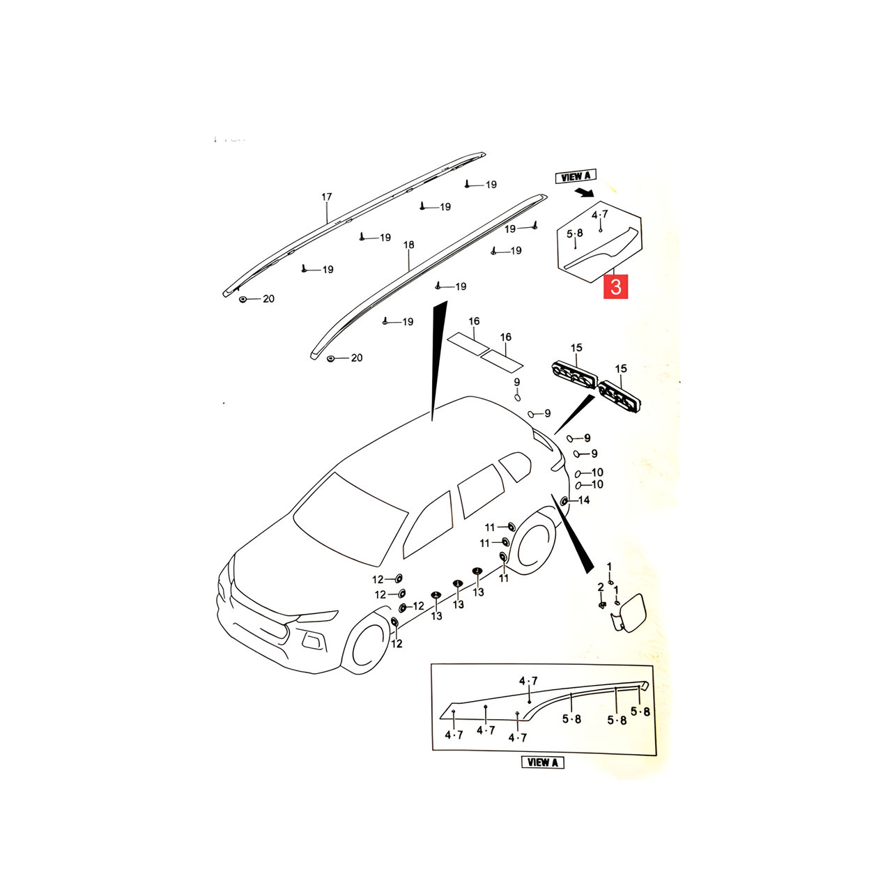MOLDURA SUP. GUARDABARRO TRAS. DER. (PLATEADO) -ORIGINAL-