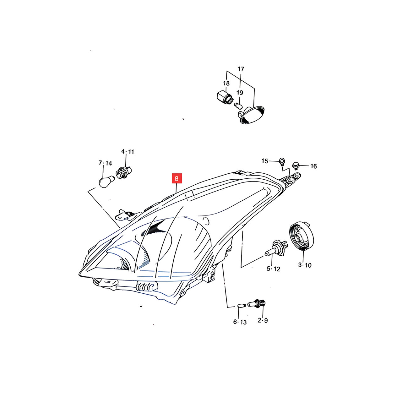 SEMIOPTICA IZQ. (H4) -ORIGINAL-