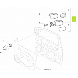 ESPEJO EXT. DER. MANUAL CON CONTROL C/SEAL -ORIGINAL-