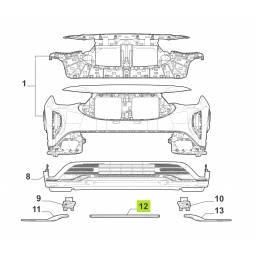 MOLDURA CROMADA PARAGOLPE DELT. (INFERIOR CENTRAL) -ORIGINAL-