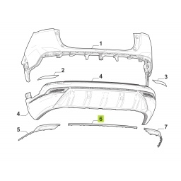 MOLDURA CROMADA PARAGOLPE TRAS. INF. (CENTRAL) -ORIGINAL-