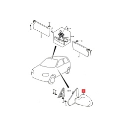 ESPEJO EXT. IZQ. MANUAL CON CONTROL P/PINTAR -ORIGINAL-