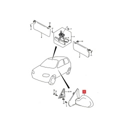 ESPEJO EXT. DER. MANUAL CON CONTROL P/PINTAR -ORIGINAL-
