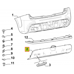 SPOILER SUP. PARAGOLPE TRAS. S/AGUJ. SENSOR -ORIGINAL-