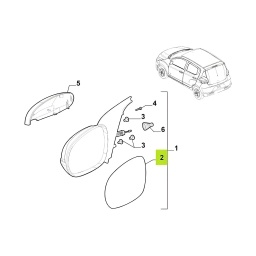 VIDRIO ESPEJO EXT. IZQ. MANDO MANUAL -ORIGINAL-