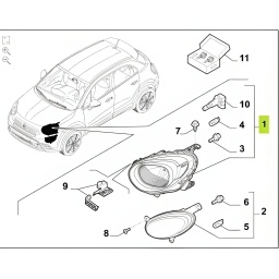 SEMIOPTICA SUPERIOR IZQ. LED C/LUPA (1ª FASE) -ORIGINAL-